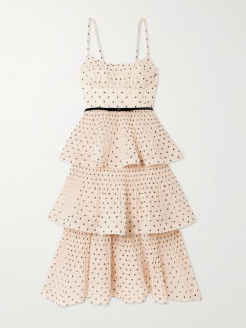 Zimmermann Pleated Tiered Polka-dot Organza Midi Dress