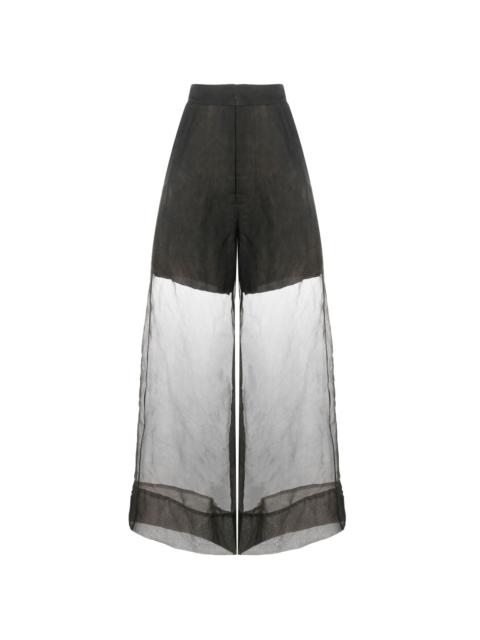 layered sheer-design silk trousers
