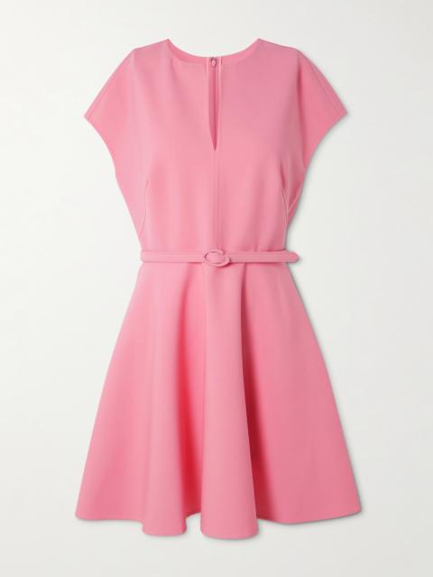 Oscar de la Renta Belted Stretch-wool Crepe Mini Dress