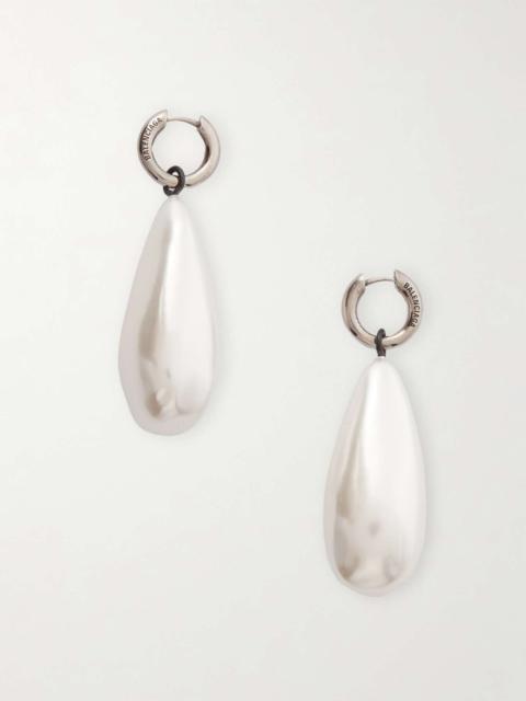 BALENCIAGA Palazzo silver-tone faux pearl earrings