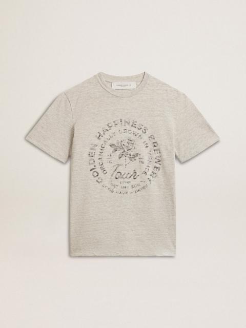 Women’s T-shirt in gray melange cotton with seasonal print