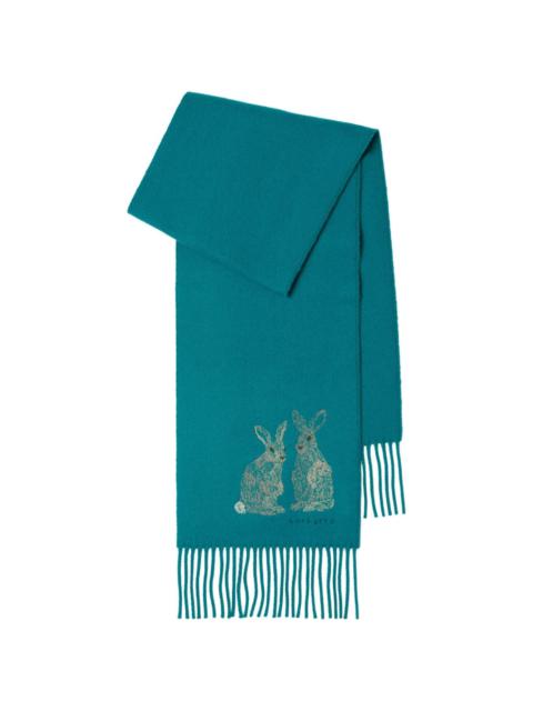 rabbit embroidery cashmere scarf