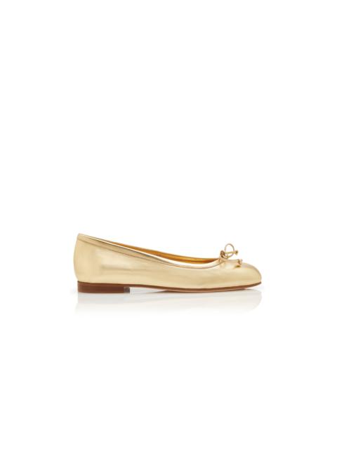 Manolo Blahnik Gold Nappa Leather Ballerina Flats