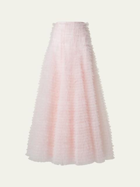 AKRIS Tulle Ruched Maxi Skirt