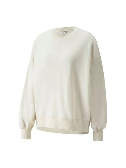 (WMNS) PUMA Logo Embroidery Round-neck SweatshirtBeige 535327-99