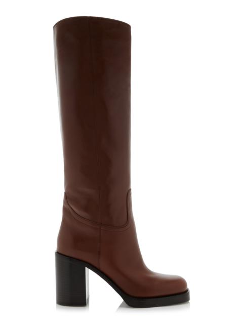 Prada Leather Knee Boots brown