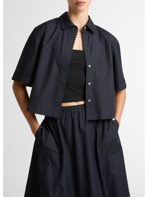 Vince Scallop-Detail Cotton Button-Front Shirt