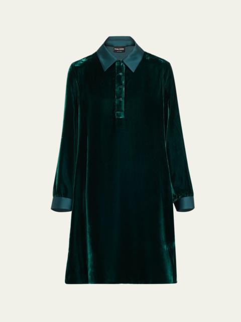 GIORGIO ARMANI Velvet Collared Short Shirt Dress