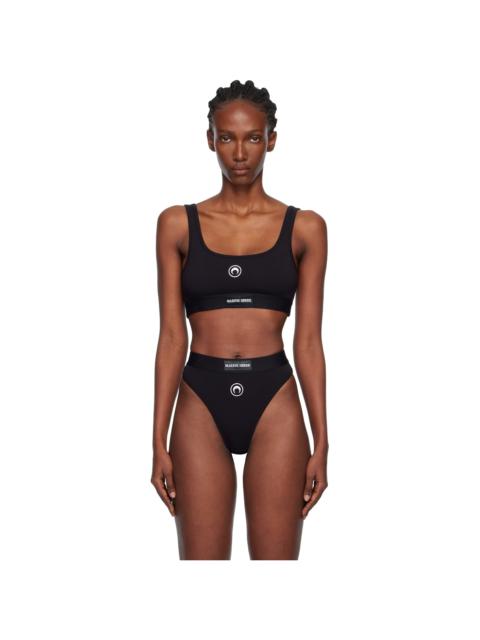 Marine Serre Black Moon Logo Stretched Jersey Sport Bra