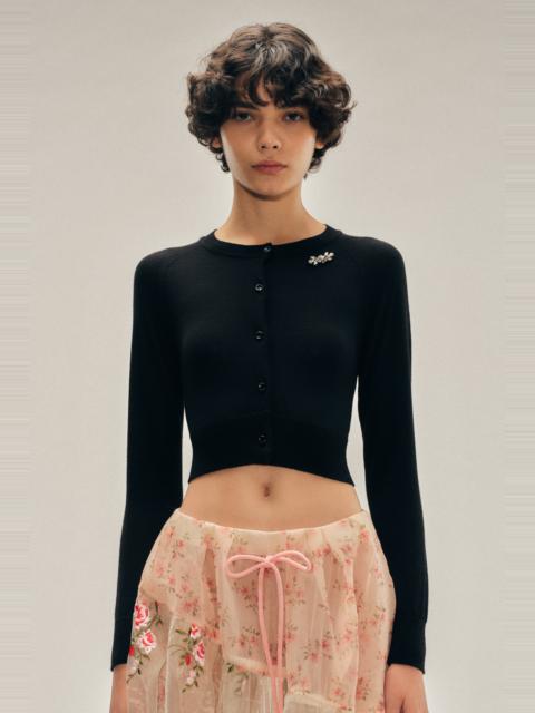 Simone Rocha Embellished Cropped Merino Silk Cardigan