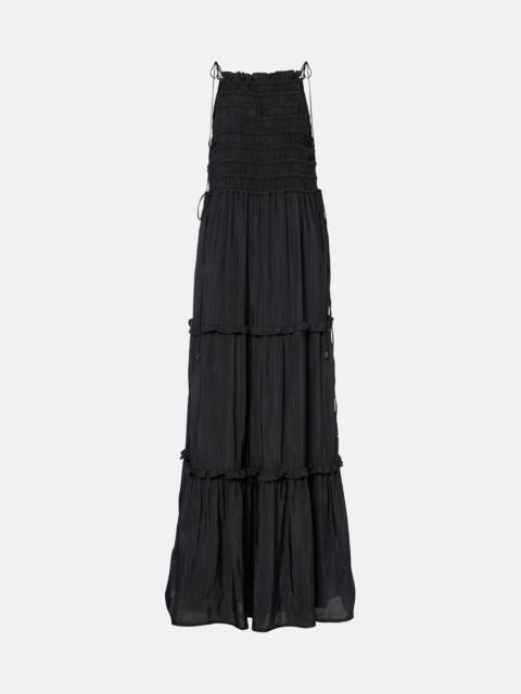GANNI Smocked tiered maxi dress