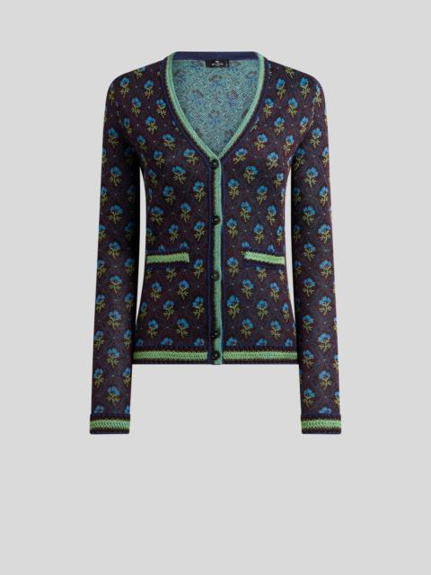 Etro JACQUARD CARDIGAN WITH DIAMOND FLOWER MOTIF