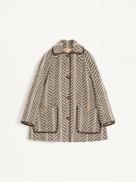 Valentino WOOL CLOTH CABAN IN FAUVE ECLAT ANIMAL PRINT