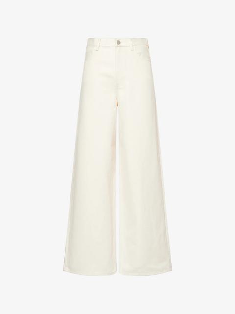 HW Wide-Leg Denim-Blend Jeans