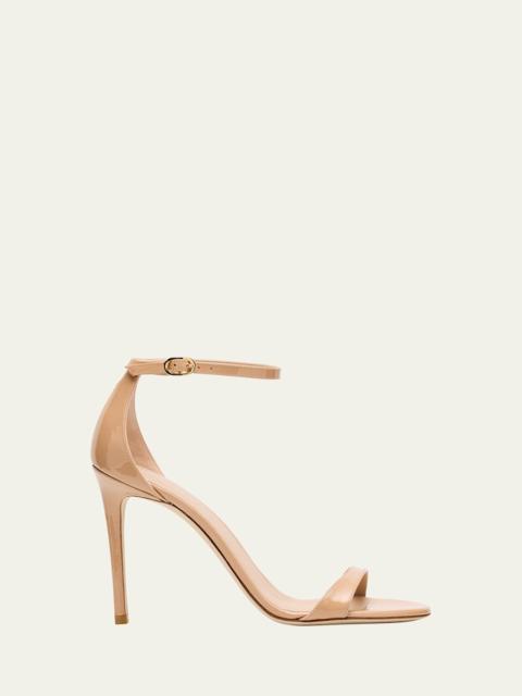 Stuart Weitzman Nudist II Patent Ankle-Strap Sandals