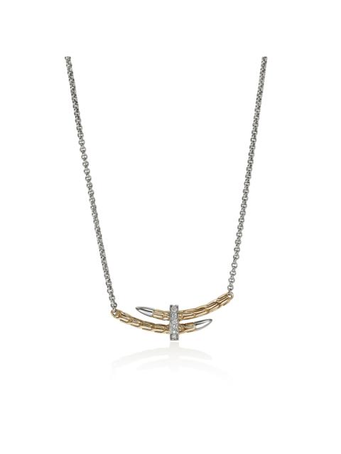 JOHN HARDY Spear Station Necklace, Gold, Sterling Silver, Diamonds