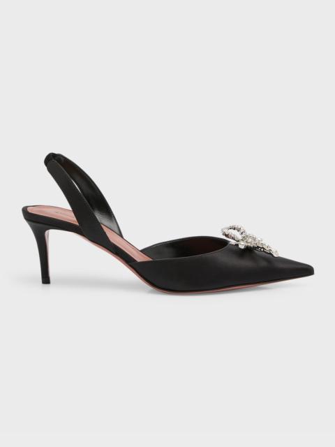 Amina Muaddi Rosie Slingback Satin Pumps