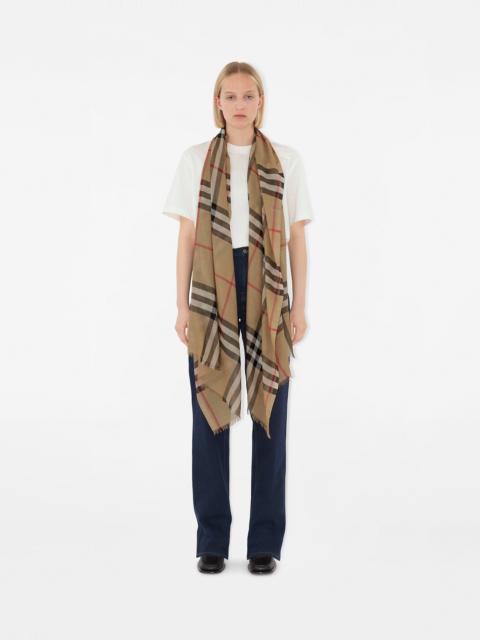 Burberry Wide Check Wool Silk Scarf