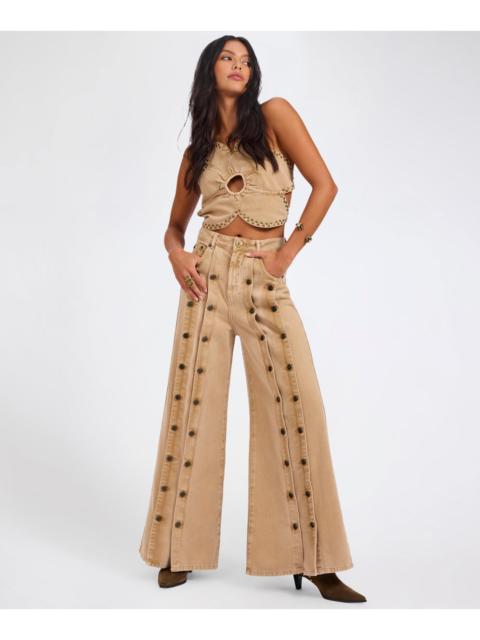 ONE TEASPOON Hollywoods High Waist Wide Leg Denim Jeans - Warm Tan