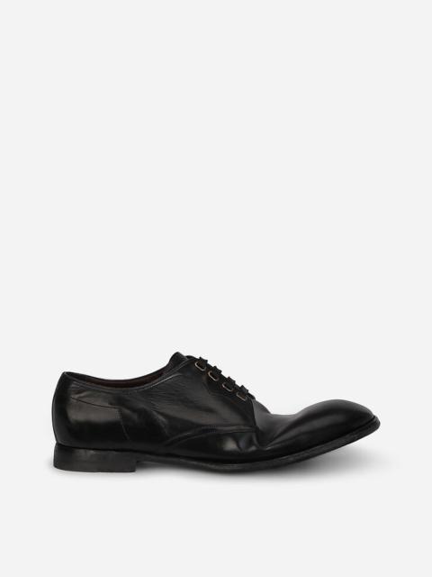 Vintage-finish calfskin derby shoes