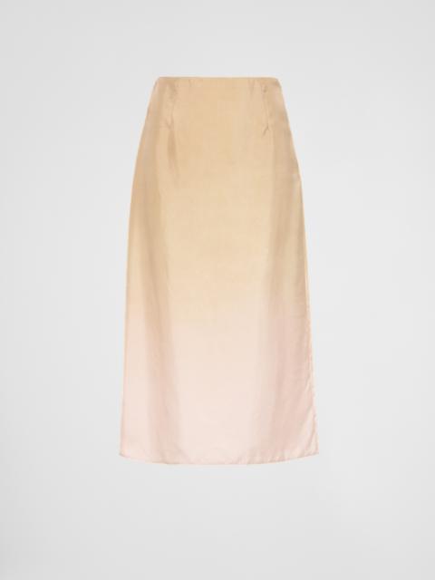 Gradient twill midi-skirt