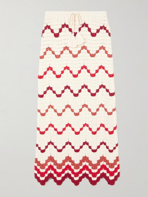 ESCVDO Safi Scalloped Crocheted Cotton Midi Skirt