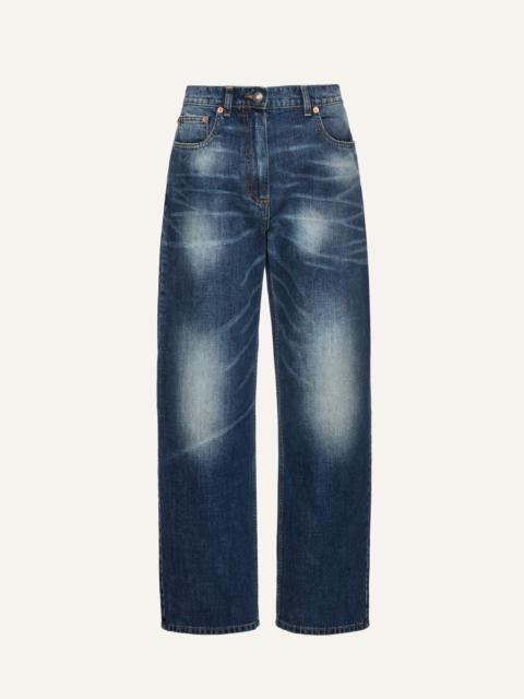 MAGDA BUTRYM Loose-leg faded denim pants in dark blue