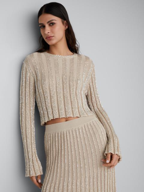 Cotton dazzling rib knit sweater