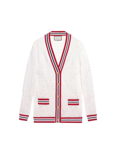 GUCCI Gucci Sylvie Web Knit Cardigan 'Ivory/Red'