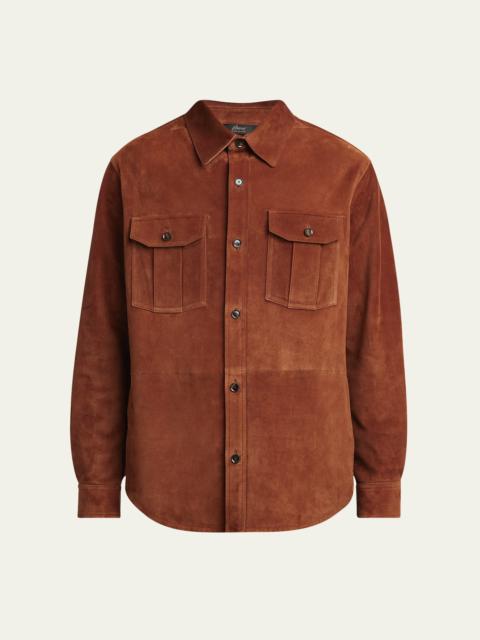 Brioni Men's Suede Double-Pocket Overshirt