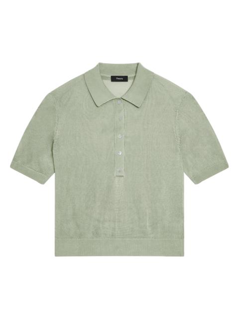Theory Women's Sheer Knit Polo Shirt - Delicate Green