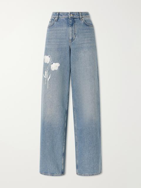 Erdem Mid-rise Straight-leg Floral-embroidered Jeans