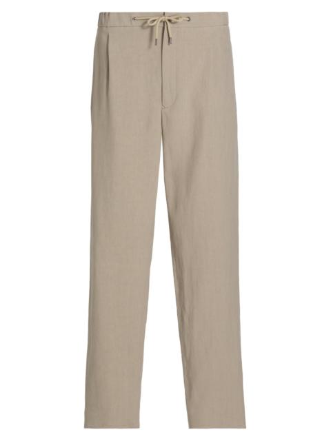 GIORGIO ARMANI Men's Linen Drawstring Pants - Solid Light