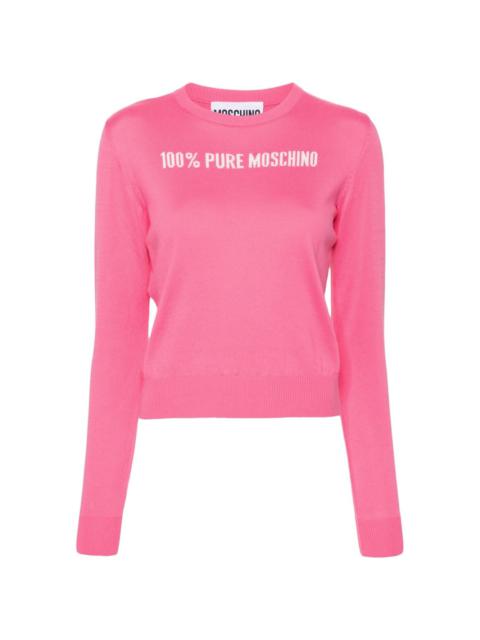 Moschino slogan intarsia-knit jumper