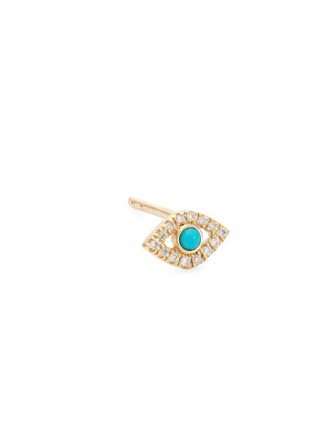SYDNEY EVAN Women's 14K Yellow Gold, Turquoise, & Diamond Small Eye Stud Earring - Turquoise