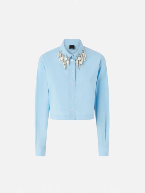 PINKO CROPPED SHIRT WITH JEWEL EMBELLISHMENTS