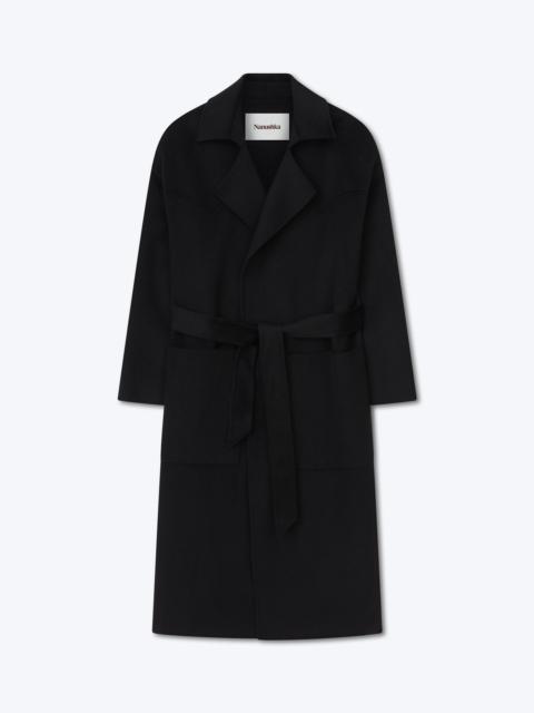 ALAMO - Wool silk blend robe coat - Black