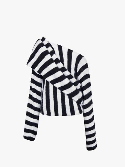 Balmain Black and white striped eco-designed cotton cropped sweater