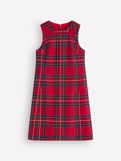 BODEN Lou Wool Check Shift Dress-Red, Blue and Green Check