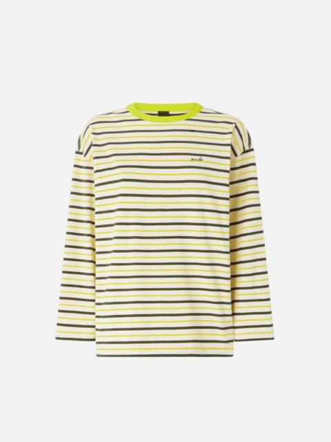 PINKO STRIPED TOP WITH PINKO EMBROIDERY