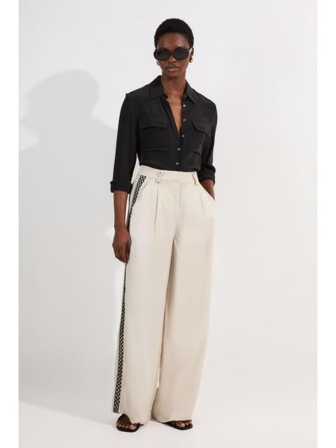 KAREN MILLEN Viscose Linen Lace Trim Insert Woven Trouser