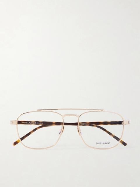 SAINT LAURENT Pilot viator-Style Gold-Tone Optical Glasses