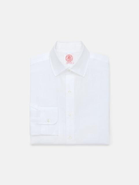J. PRESS MADE-IN-USA THOMAS MASON WHITE SPREAD COLLAR LINEN SHIRT