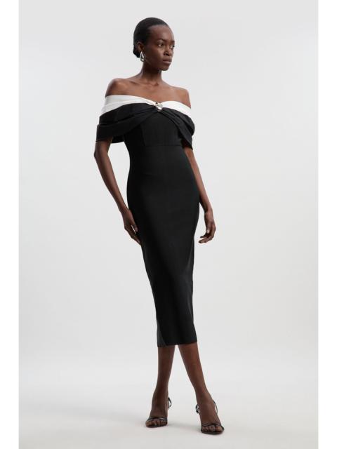 KAREN MILLEN Petite Taffeta Bardot Figure Form Bandage Maxi Dress
