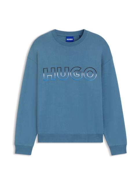 HUGO COTTON-TERRY SWEATSHIRT WITH OMBRÉ LOGO EMBROIDERY