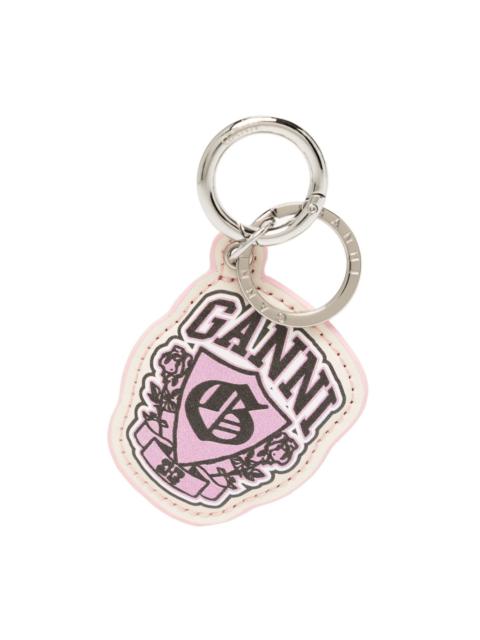 GANNI logo-print recycled-leather keychain