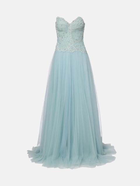 COSTARELLOS Vivienne embellished tulle gown