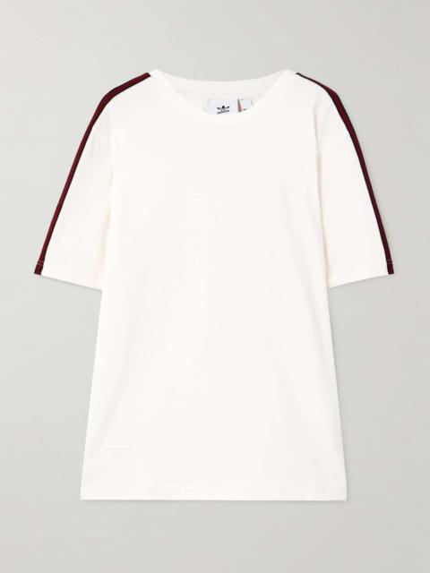 adidas Originals + Wales Bonner embroidered webbing-trimmed organic cotton-jersey T-shirt White