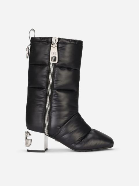 Quilted nylon ankle boots with DG Karol heel
