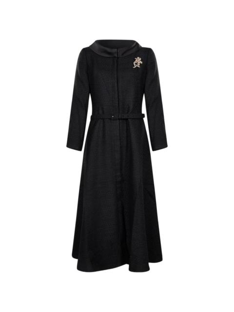 ROLAND MOURET boucle coat with flower brooch